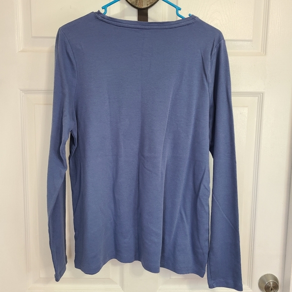 (386) Kim Roger's Woman's Long Sleeve Activewear Crewneck T-Shirt, Size: L Blue - Picture 12 of 13